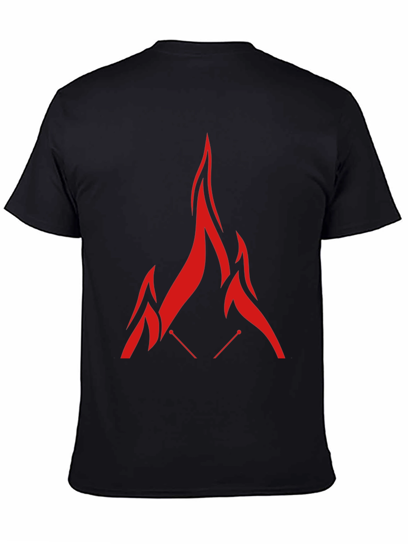 Red Flame Graphic Black T-Shirt