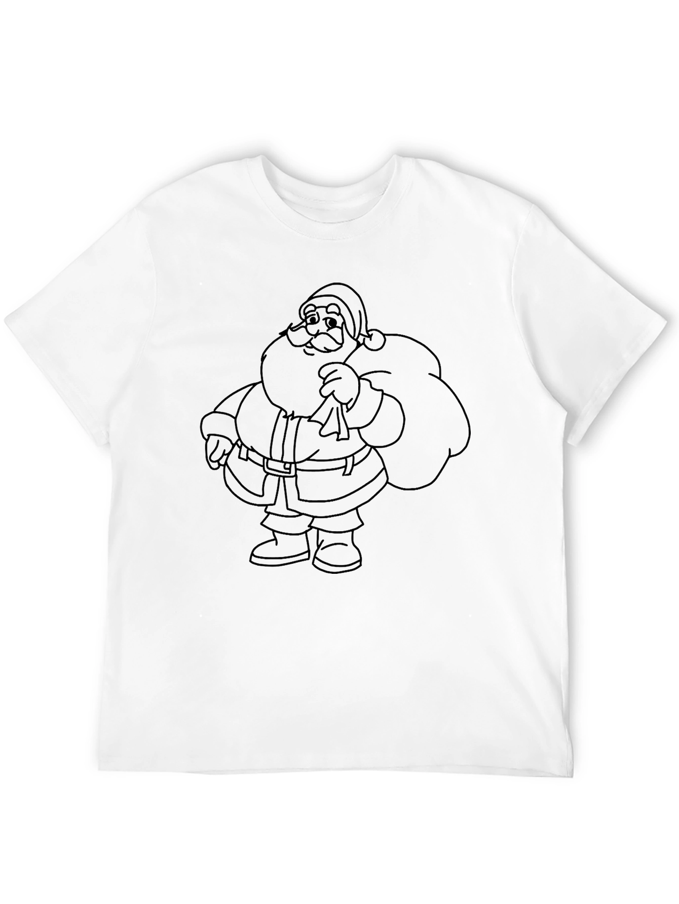 Santa Outline Tee - Black Holiday Shirt