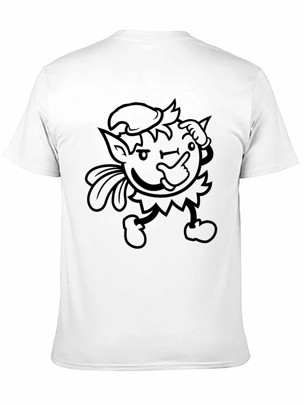 Mens Black Graphic Tee - Winking Cartoon Character