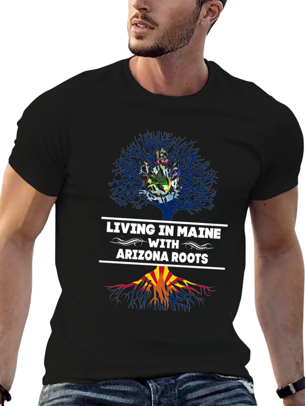 Maine & Arizona Roots Black T-Shirt