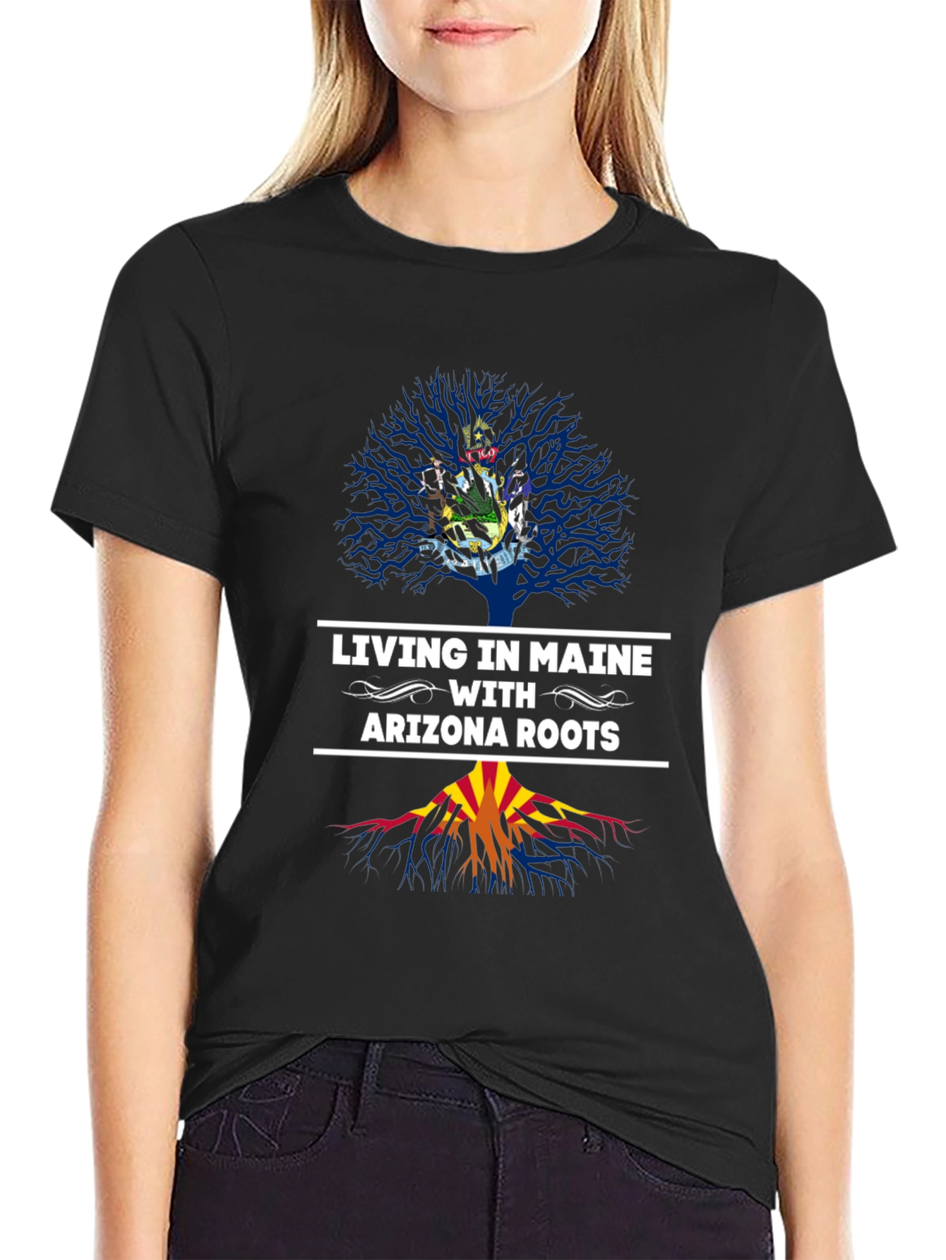 Maine & Arizona Roots Black T-Shirt