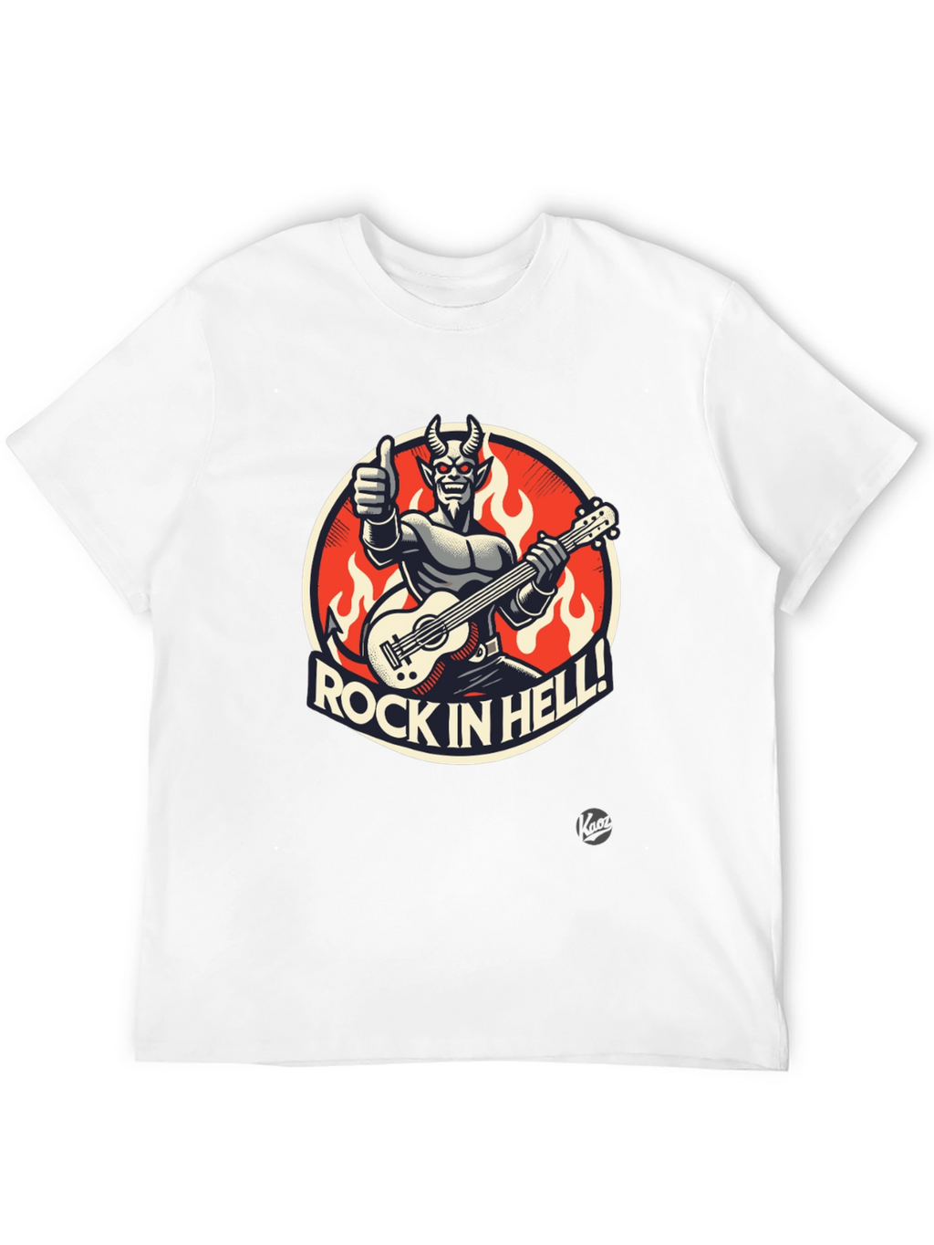 Rock in Hell Black T-Shirt - Devil Guitarist Design
