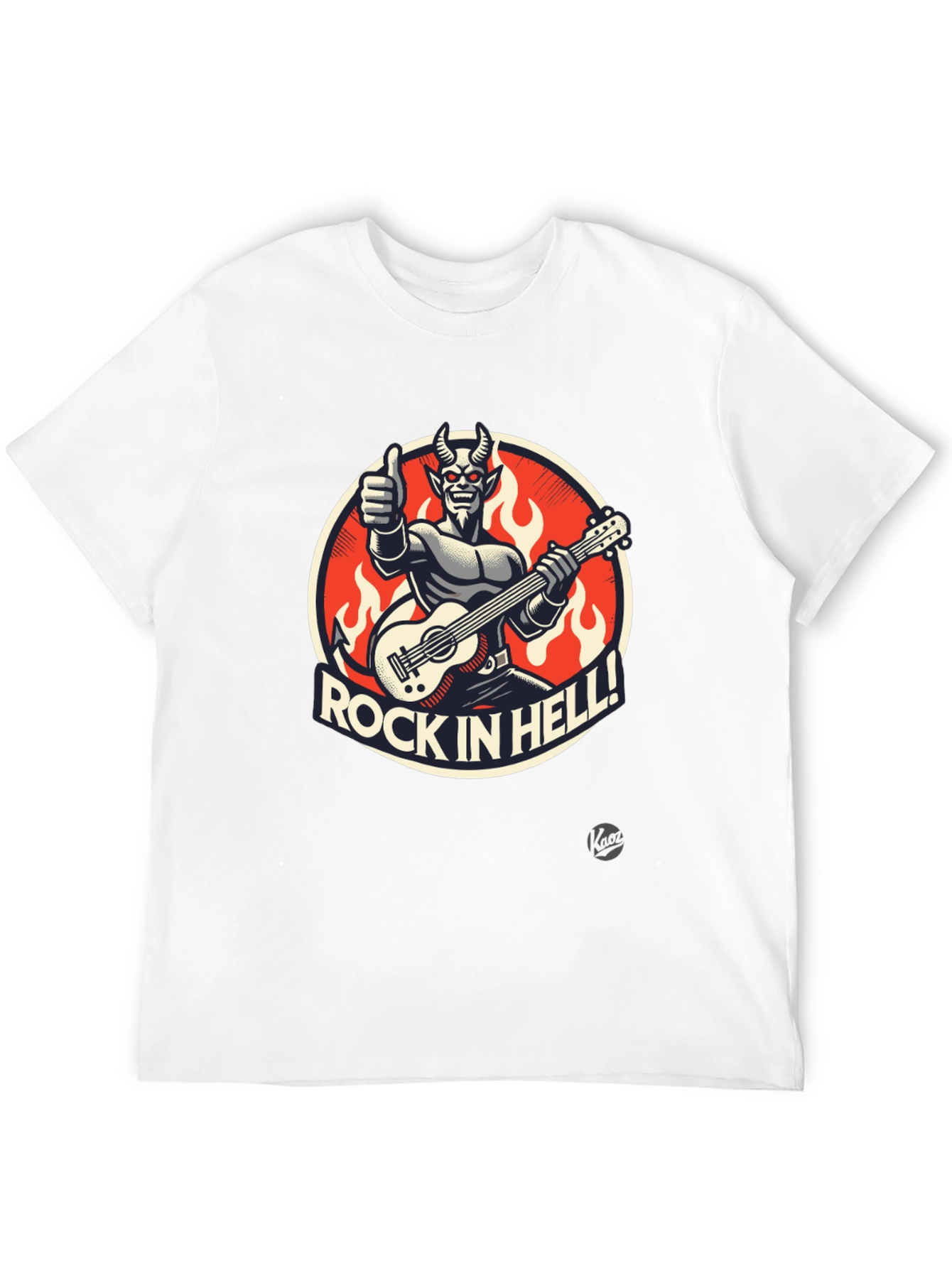 Rock in Hell Black T-Shirt - Devil Guitarist Design