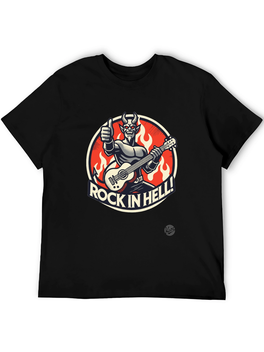 Rock in Hell Black T-Shirt - Devil Guitarist Design