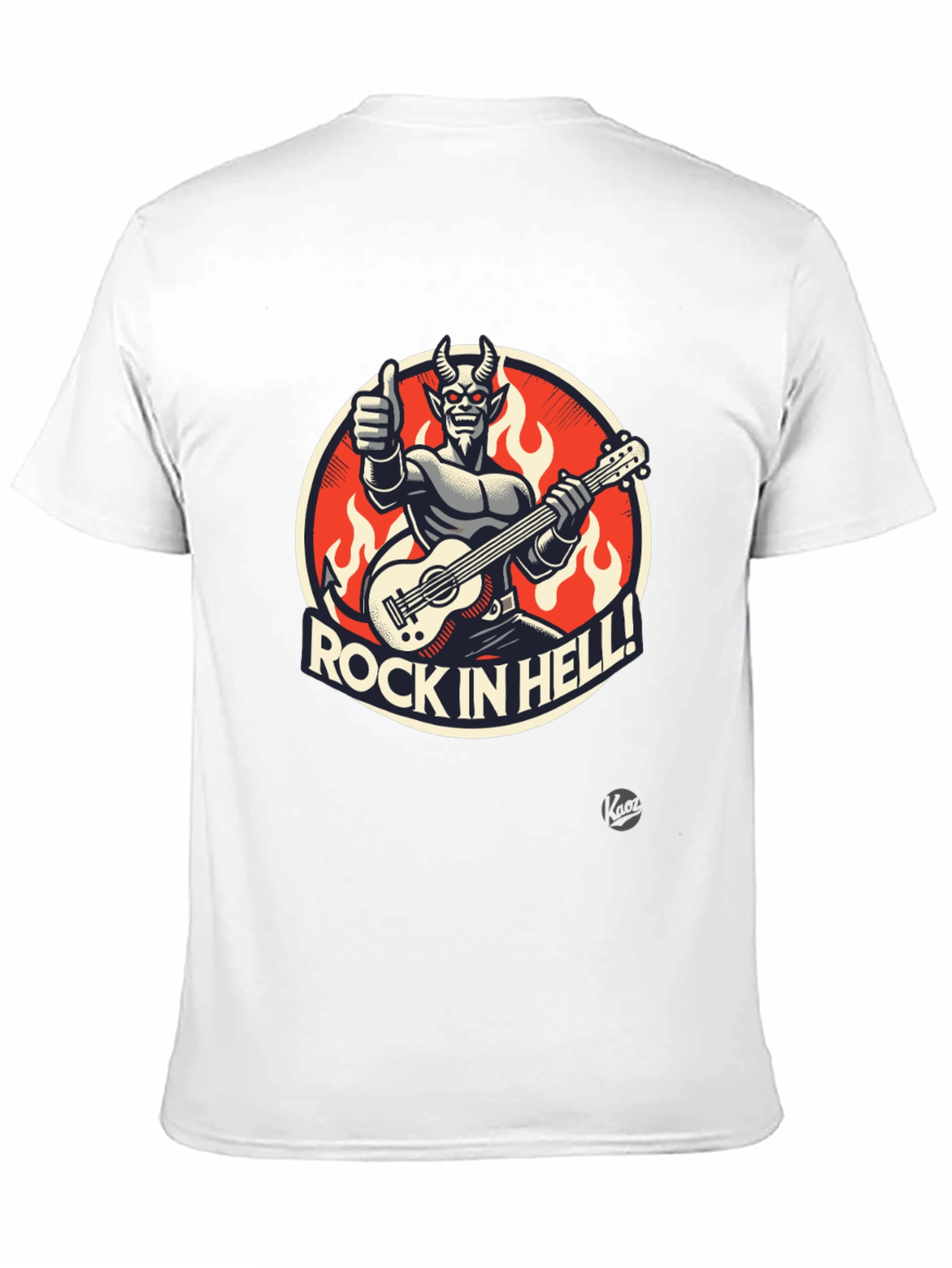 Rock in Hell Black T-Shirt - Devil Guitarist Design