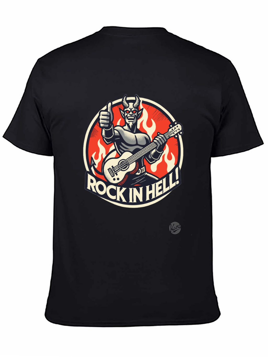 Rock in Hell Black T-Shirt - Devil Guitarist Design