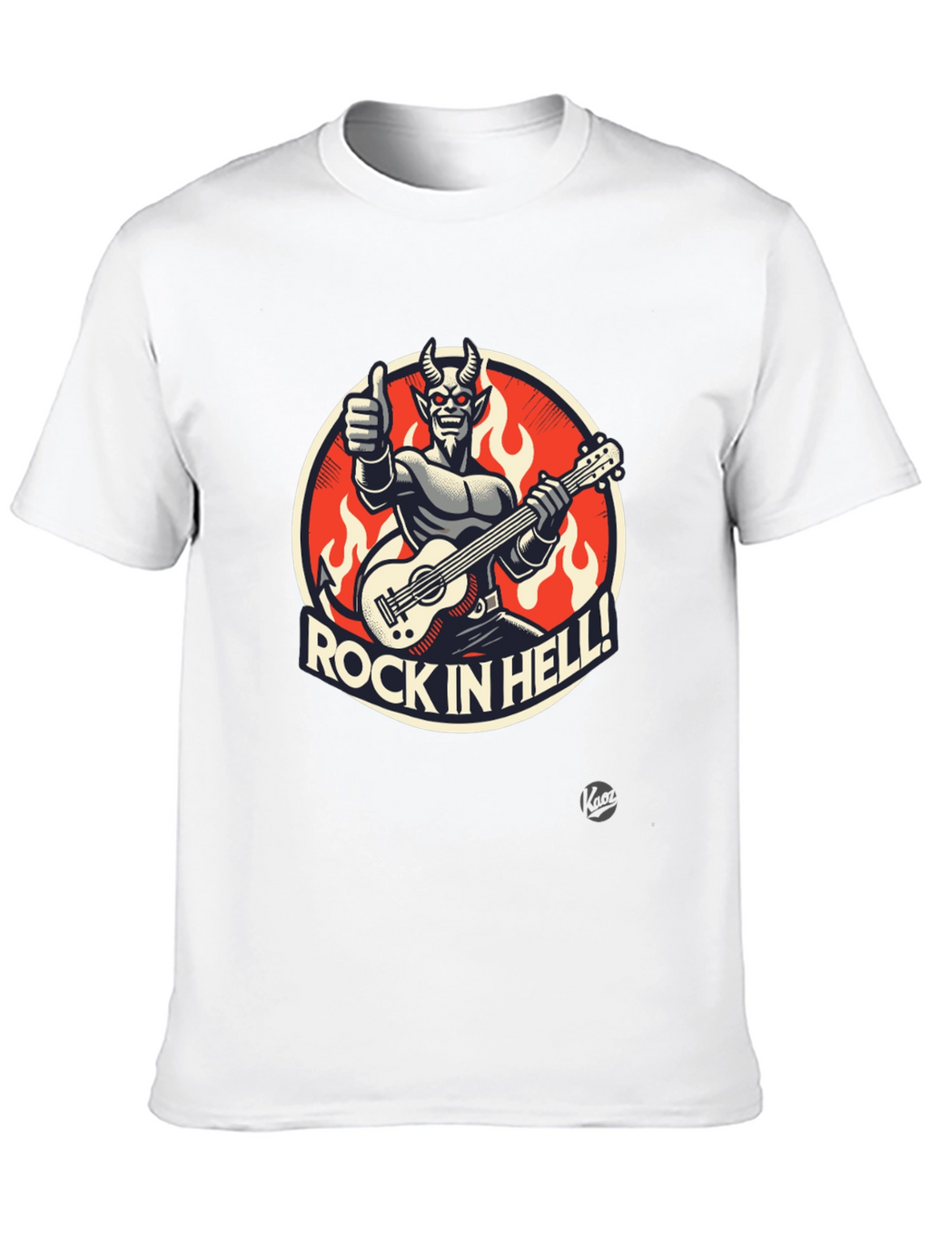 Rock in Hell Black T-Shirt - Devil Guitarist Design