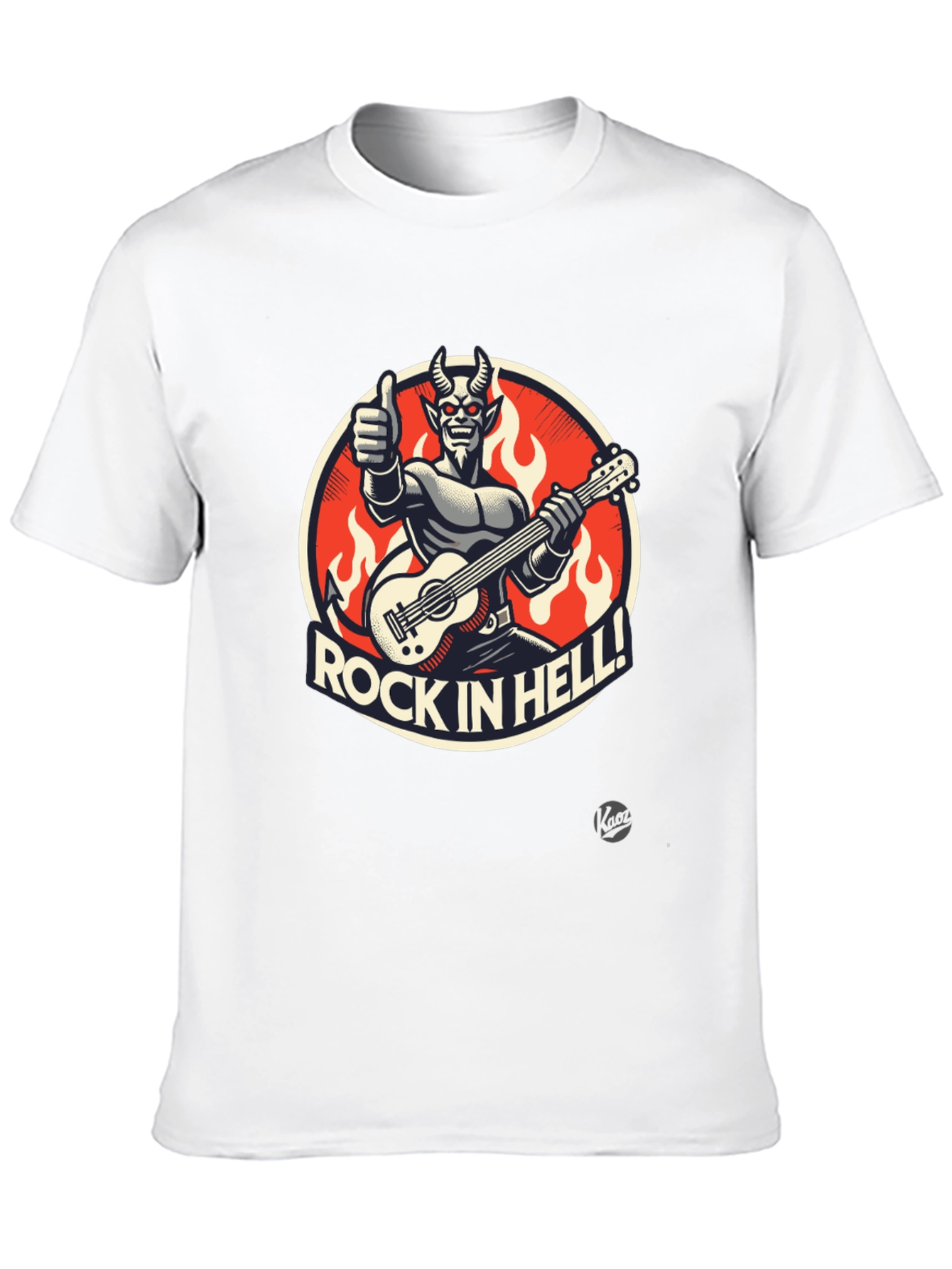 Rock in Hell Black T-Shirt - Devil Guitarist Design