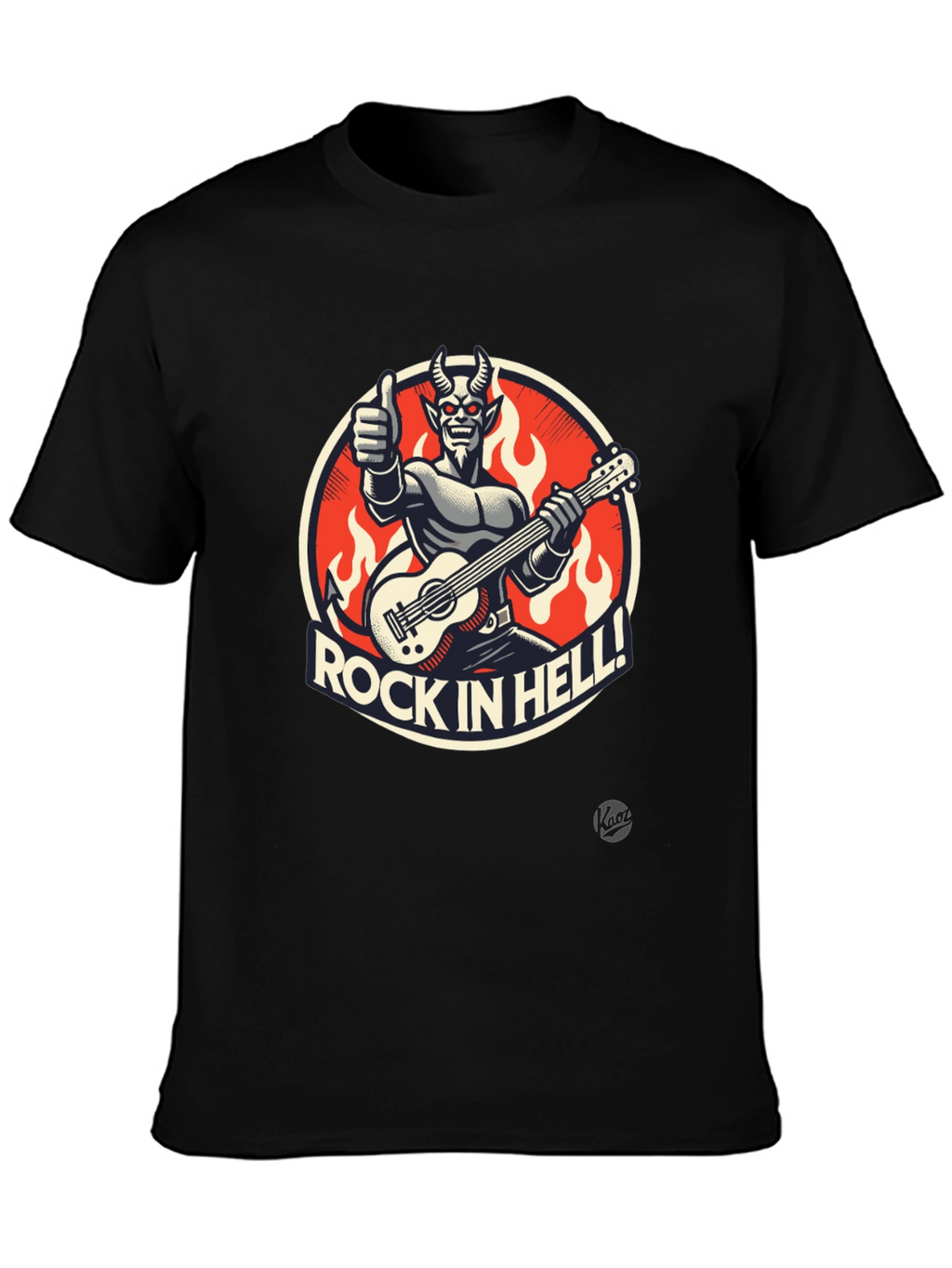 Rock in Hell Black T-Shirt - Devil Guitarist Design