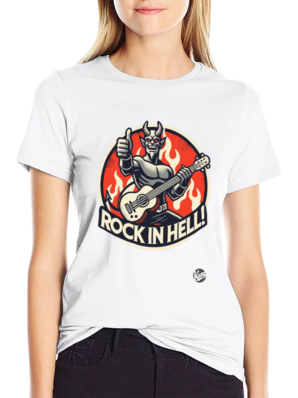 Rock in Hell Black T-Shirt - Devil Guitarist Design