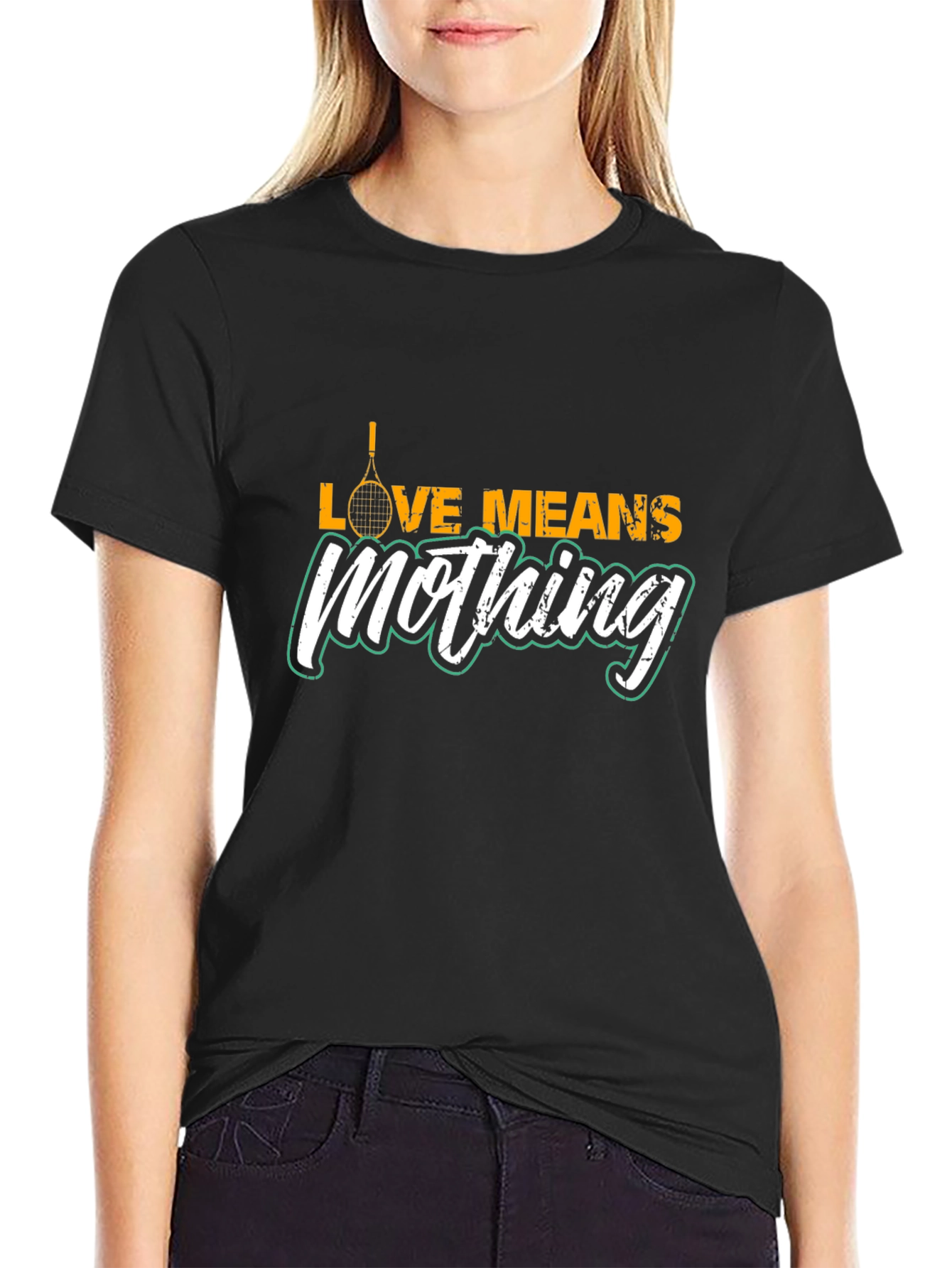 Love Means Nothing Tennis Graphic Tee - Black