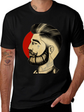 Bearded Man Graphic Tee - Cool Tattoo Art Shirt