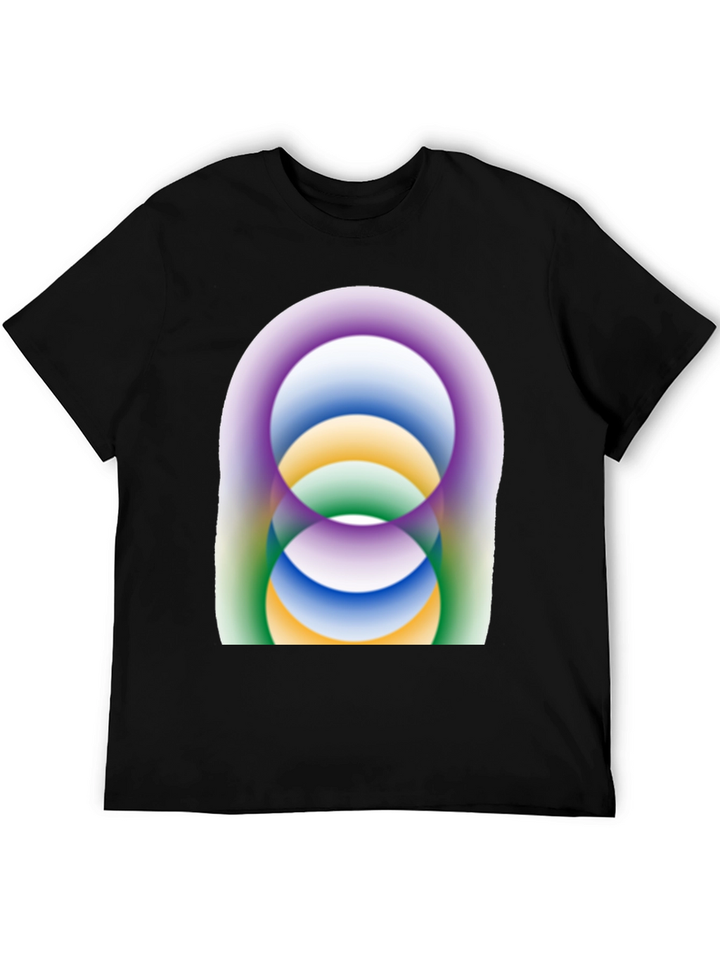 Abstract Circle Design Black T-Shirt