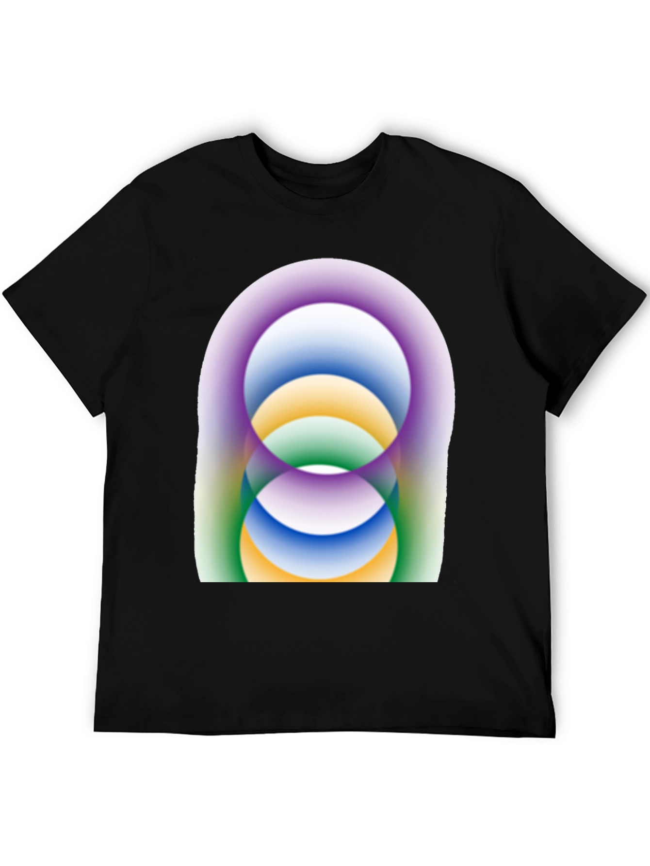 Abstract Circle Design Black T-Shirt