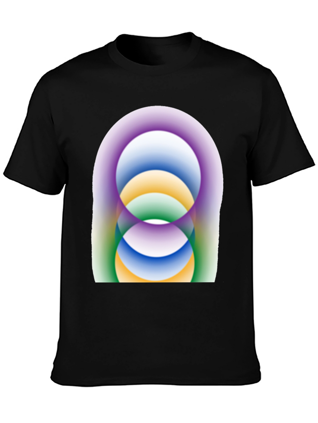 Abstract Circle Design Black T-Shirt