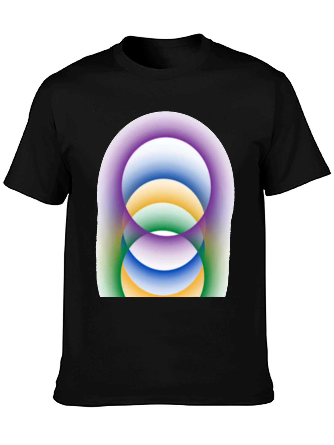 Abstract Circle Design Black T-Shirt