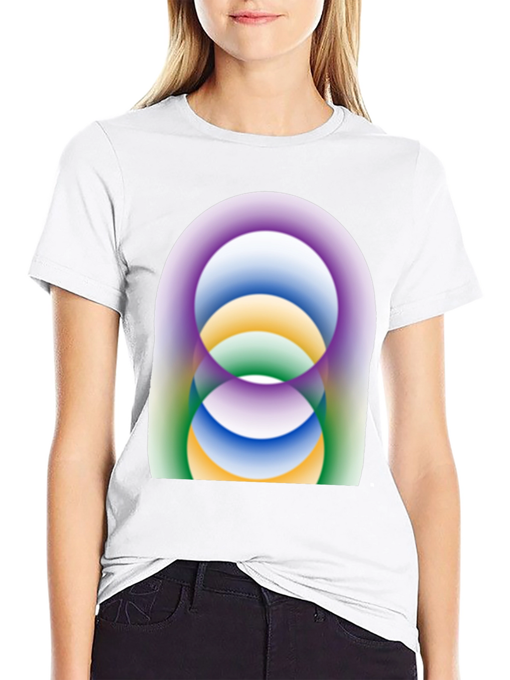 Abstract Circle Design Black T-Shirt
