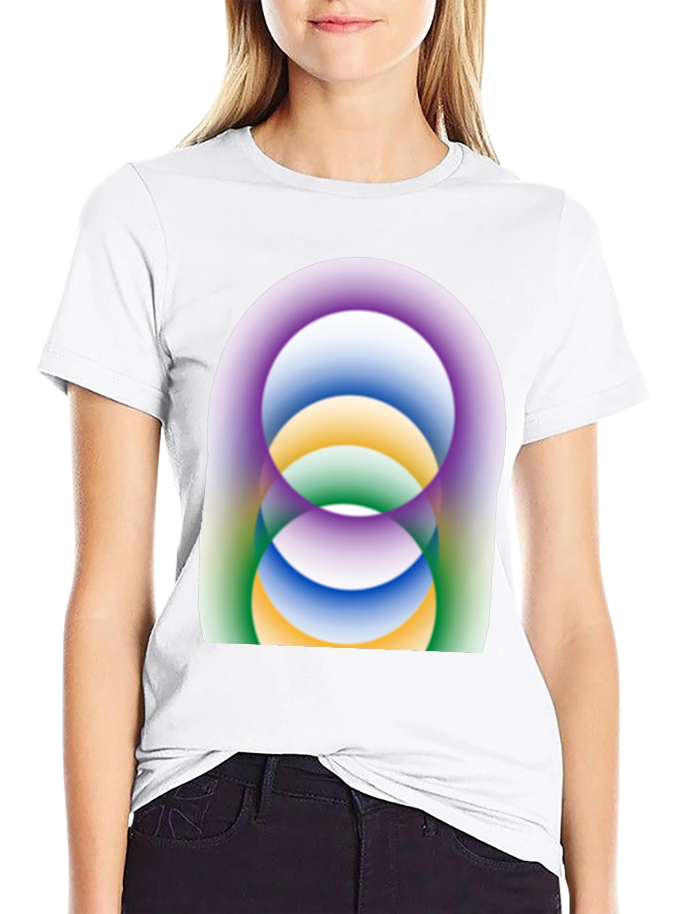 Abstract Circle Design Black T-Shirt