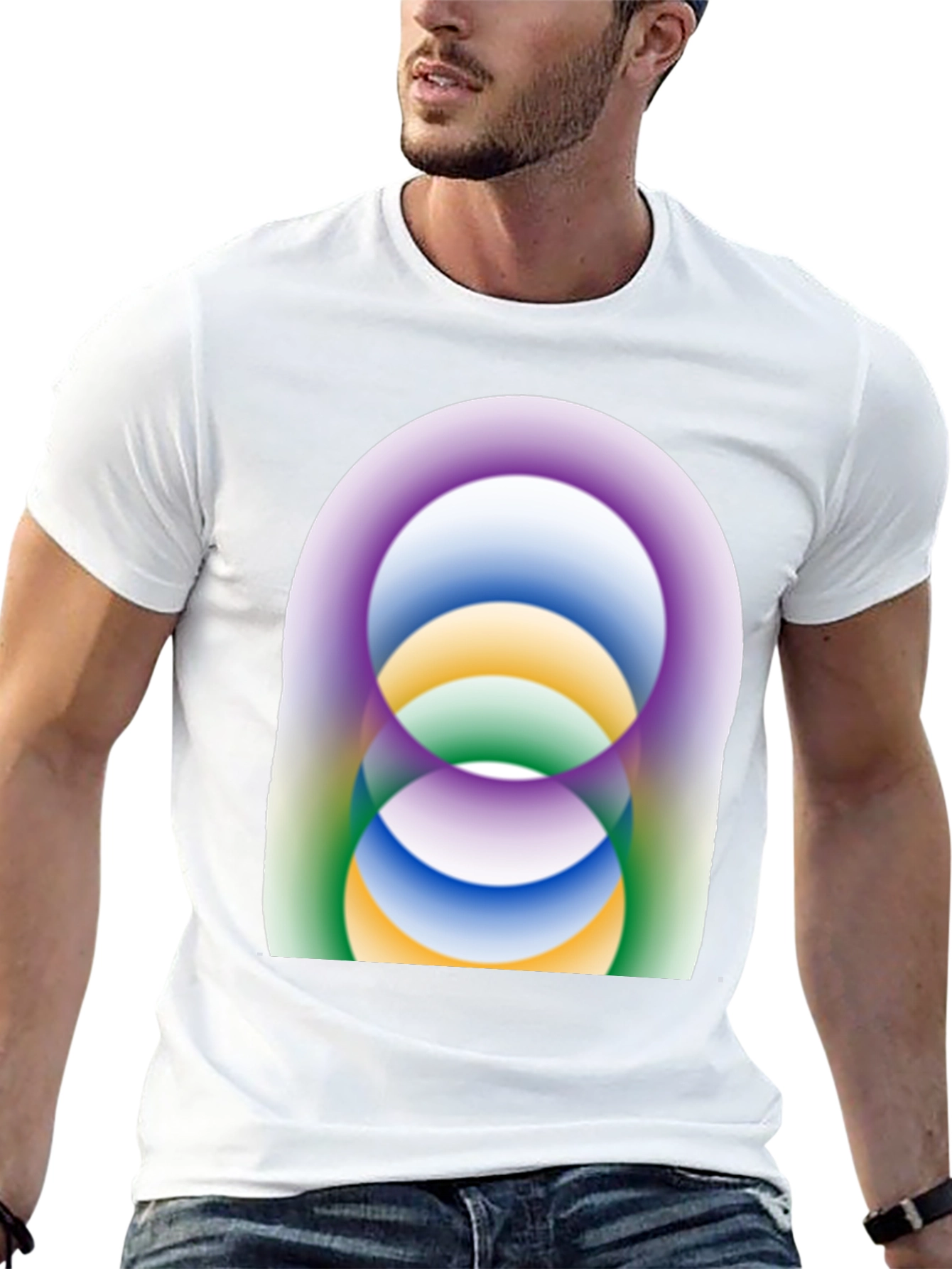 Abstract Circle Design Black T-Shirt