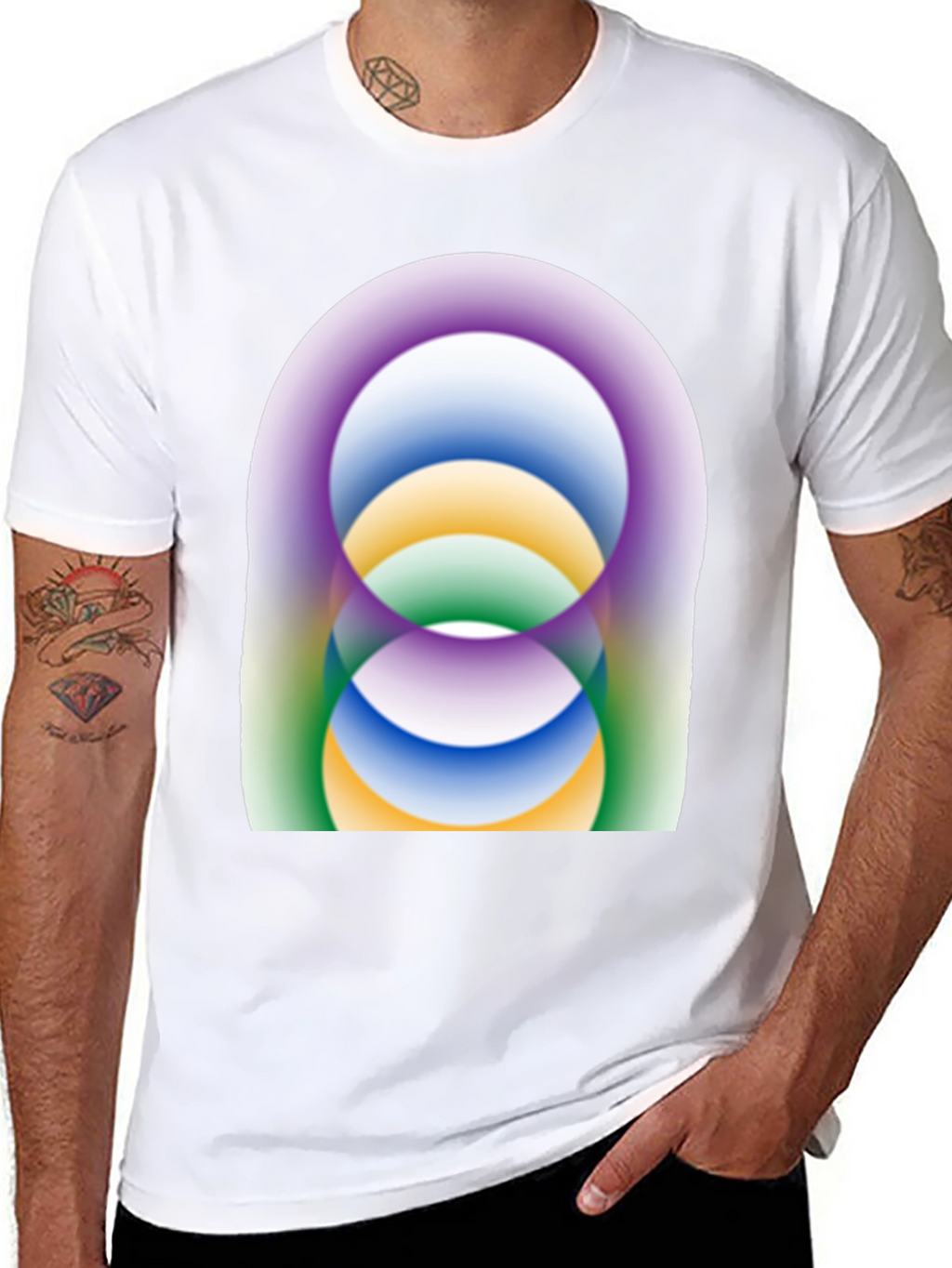 Abstract Circle Design Black T-Shirt