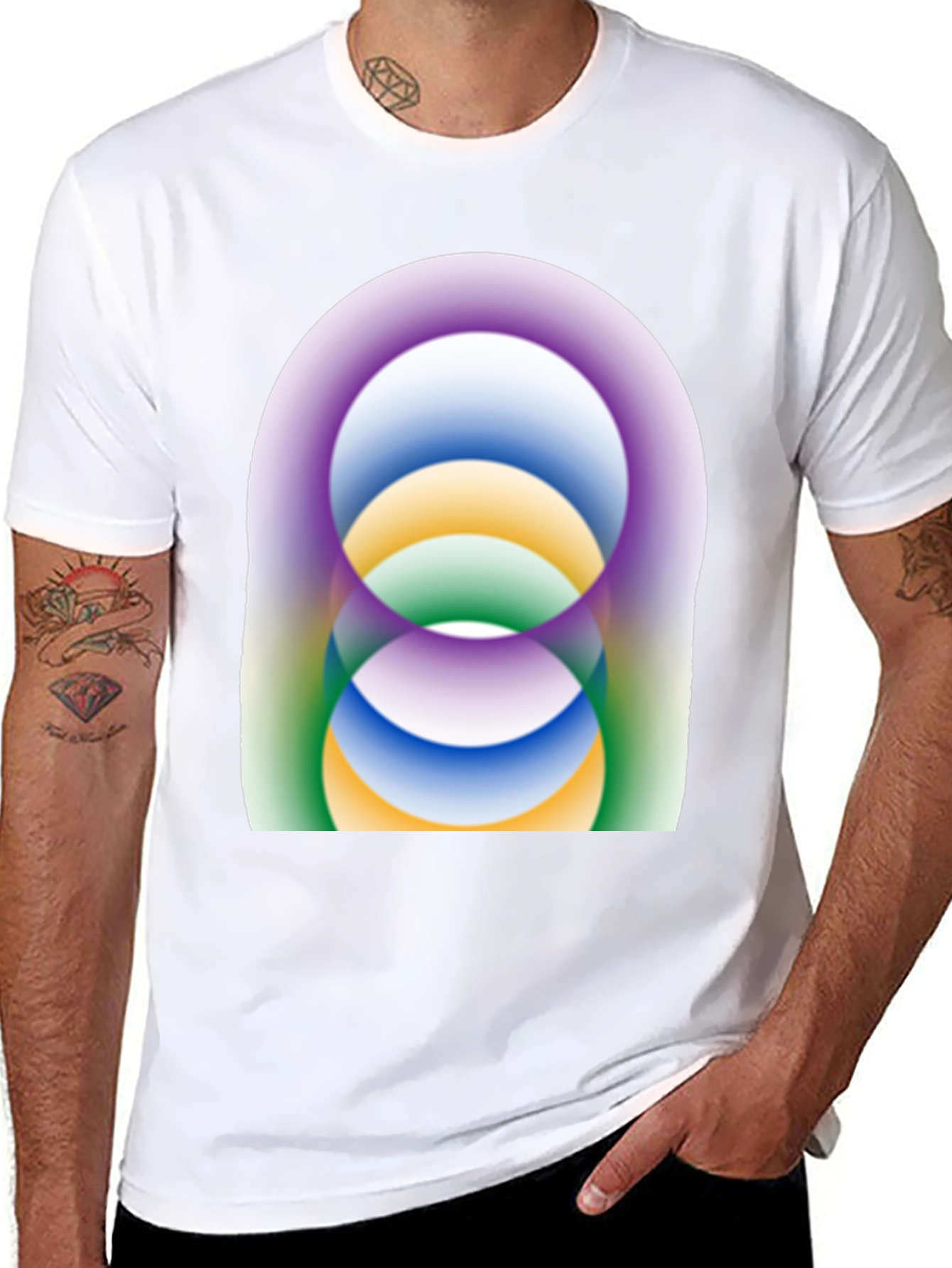 Abstract Circle Design Black T-Shirt