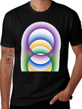 Abstract Circle Design Black T-Shirt