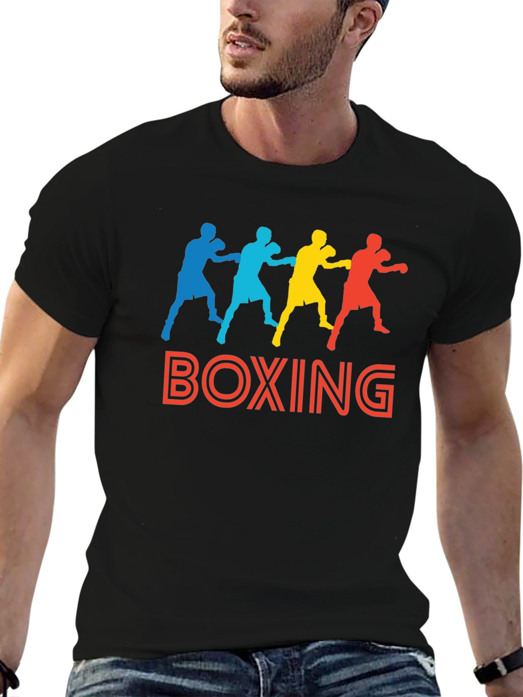 Boxing Graphic Print Black T-Shirt