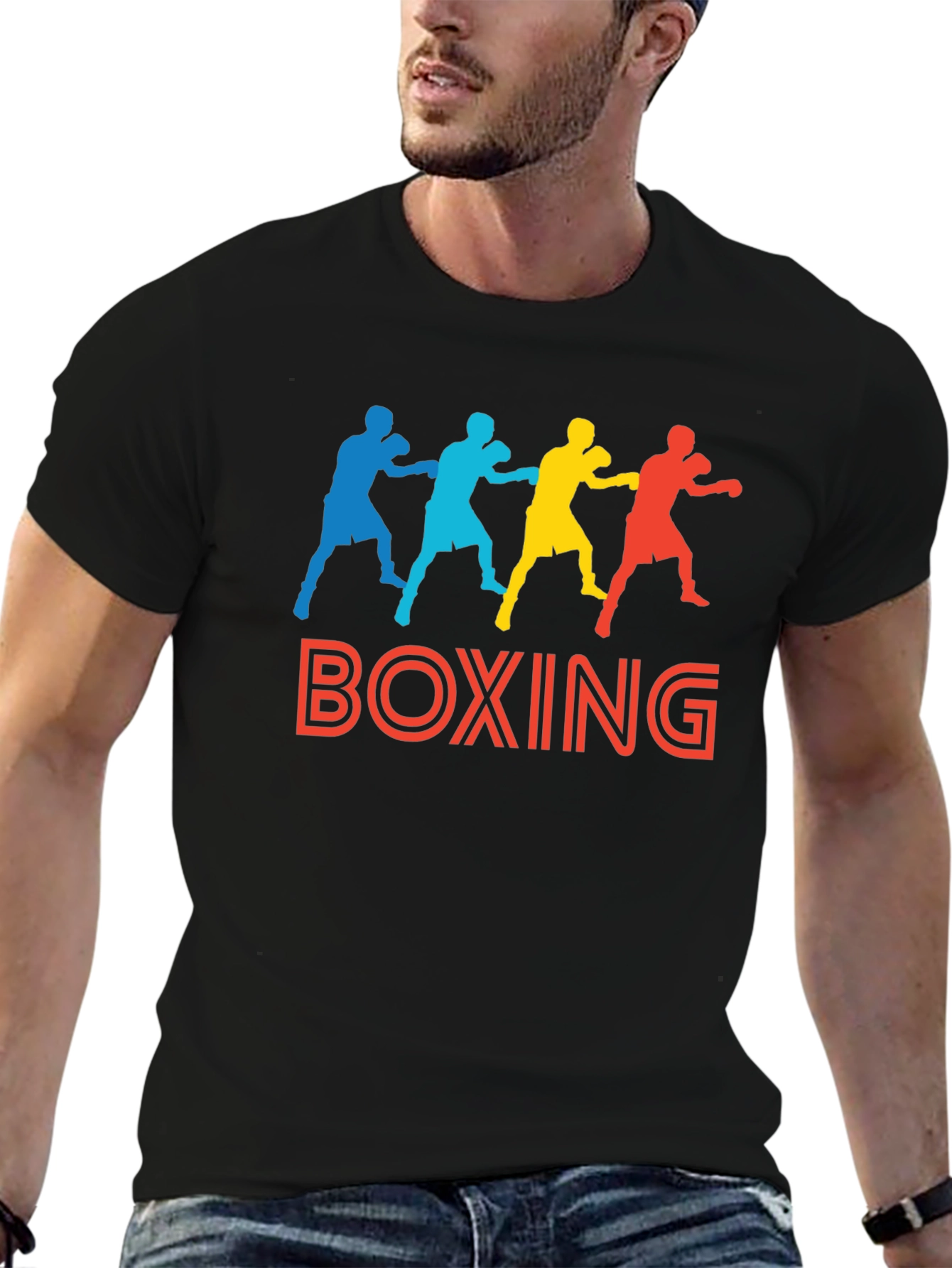 Boxing Graphic Print Black T-Shirt