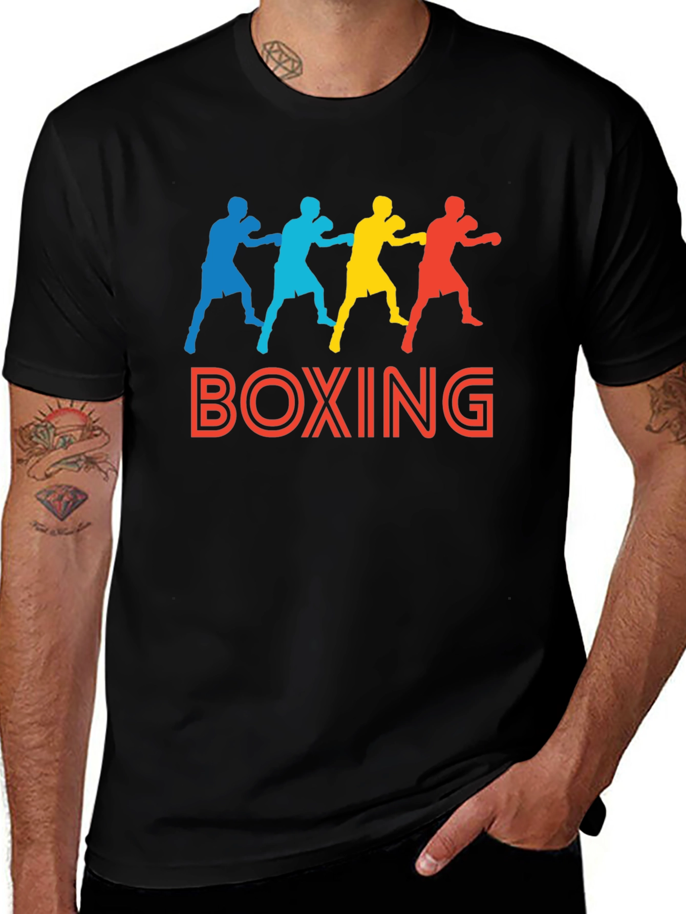 Boxing Graphic Print Black T-Shirt