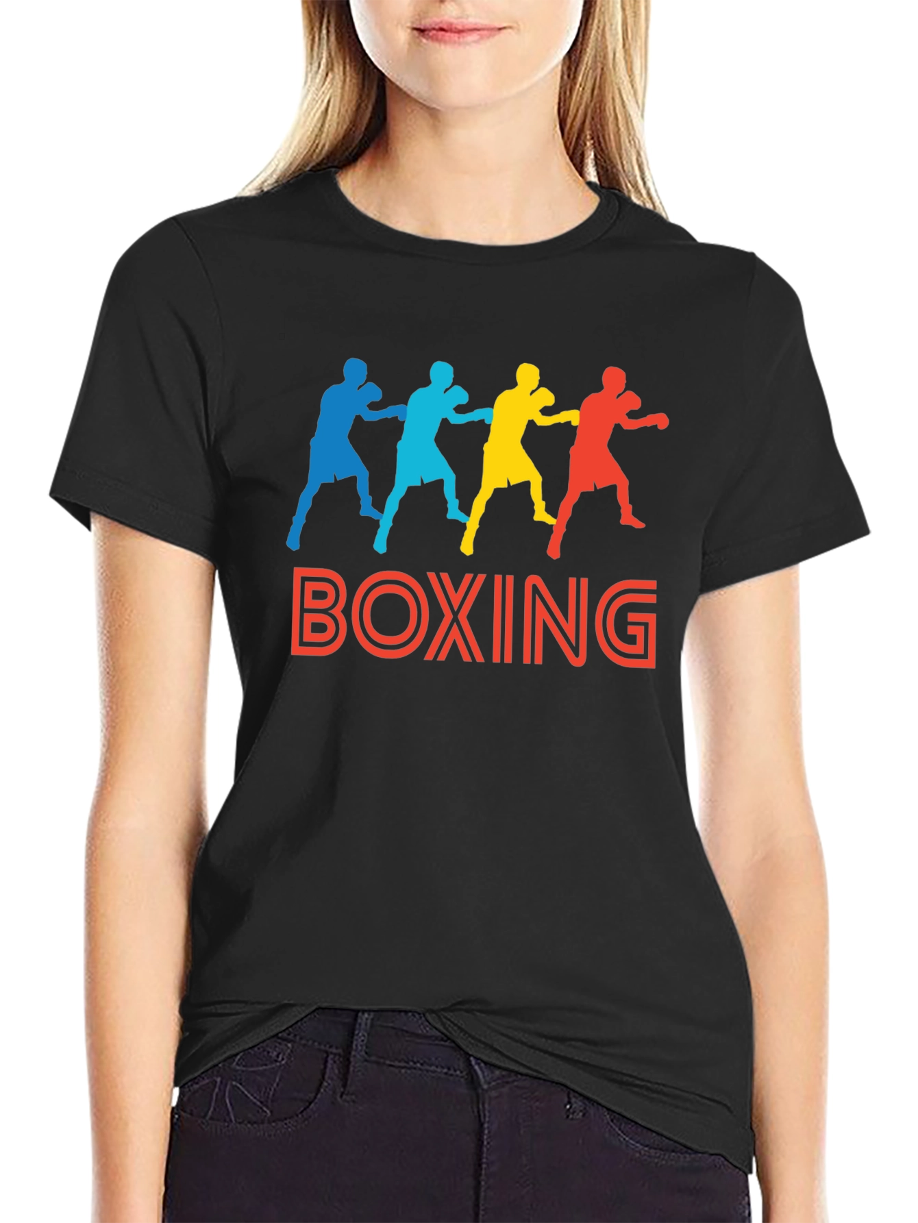 Boxing Graphic Print Black T-Shirt