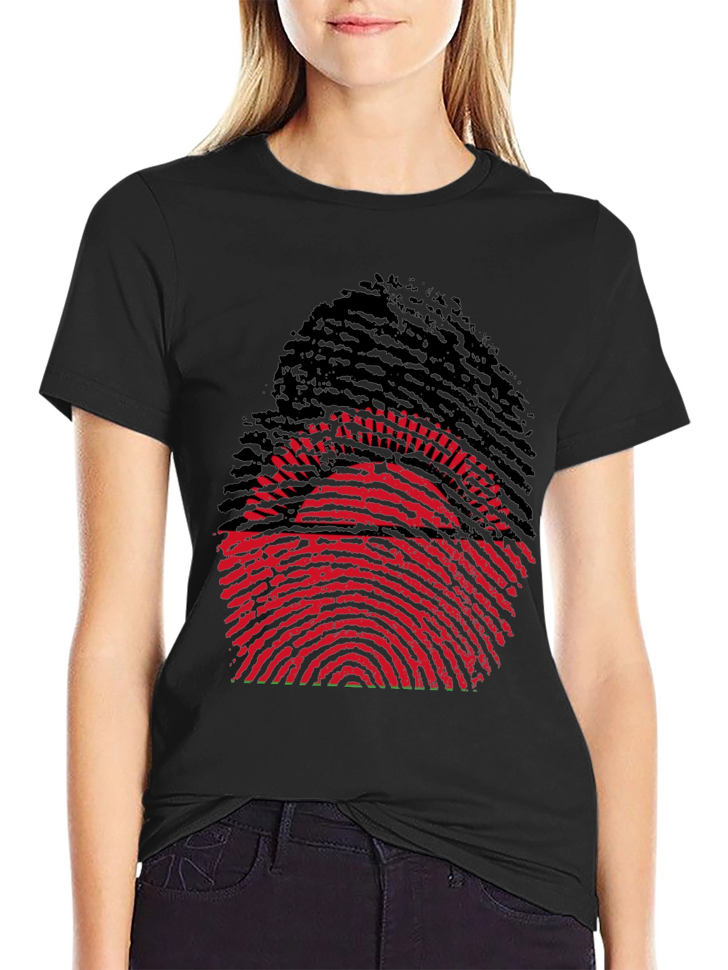 Unique Fingerprint Malawi Flag Graphic Tee