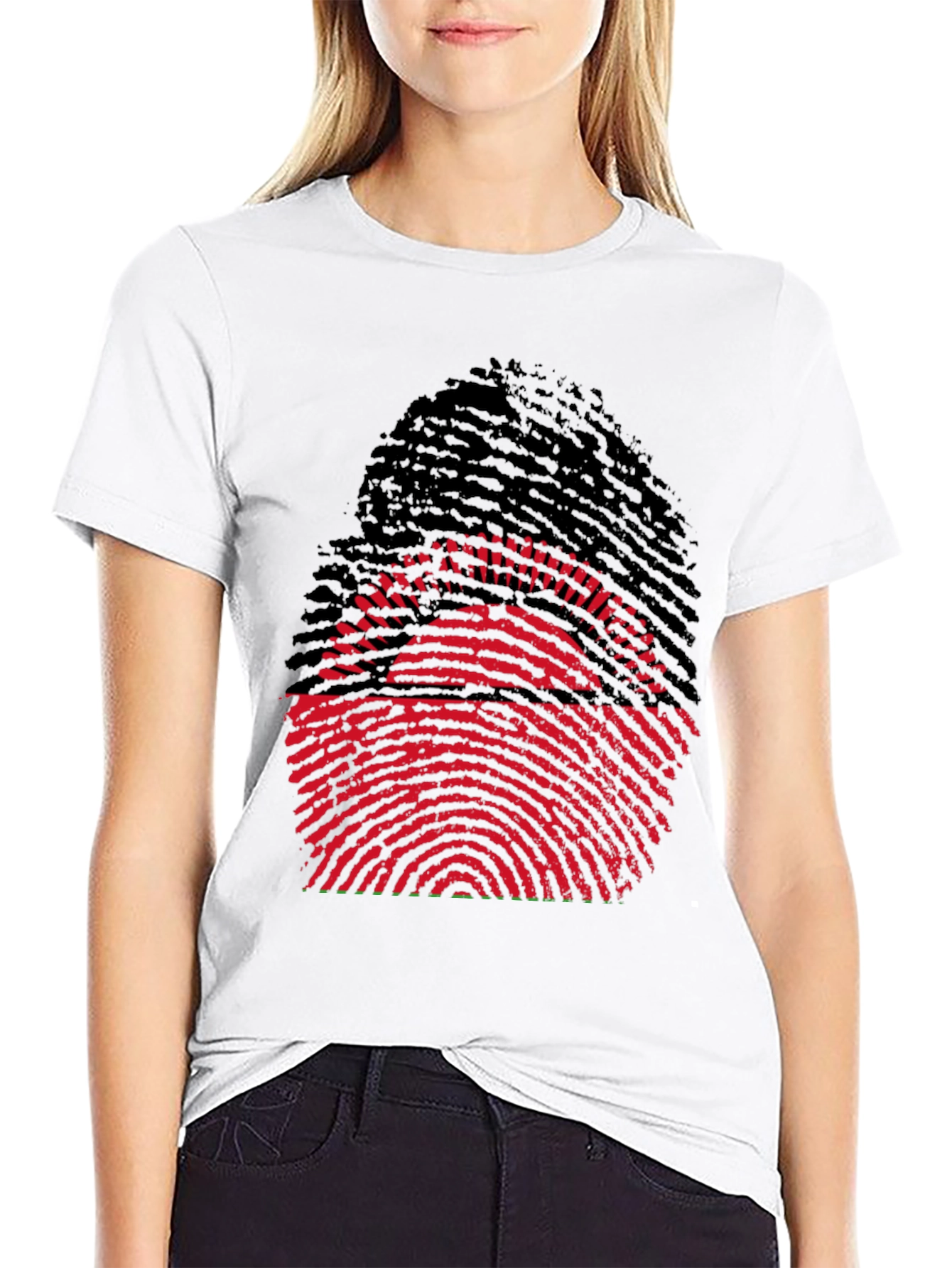 Unique Fingerprint Malawi Flag Graphic Tee