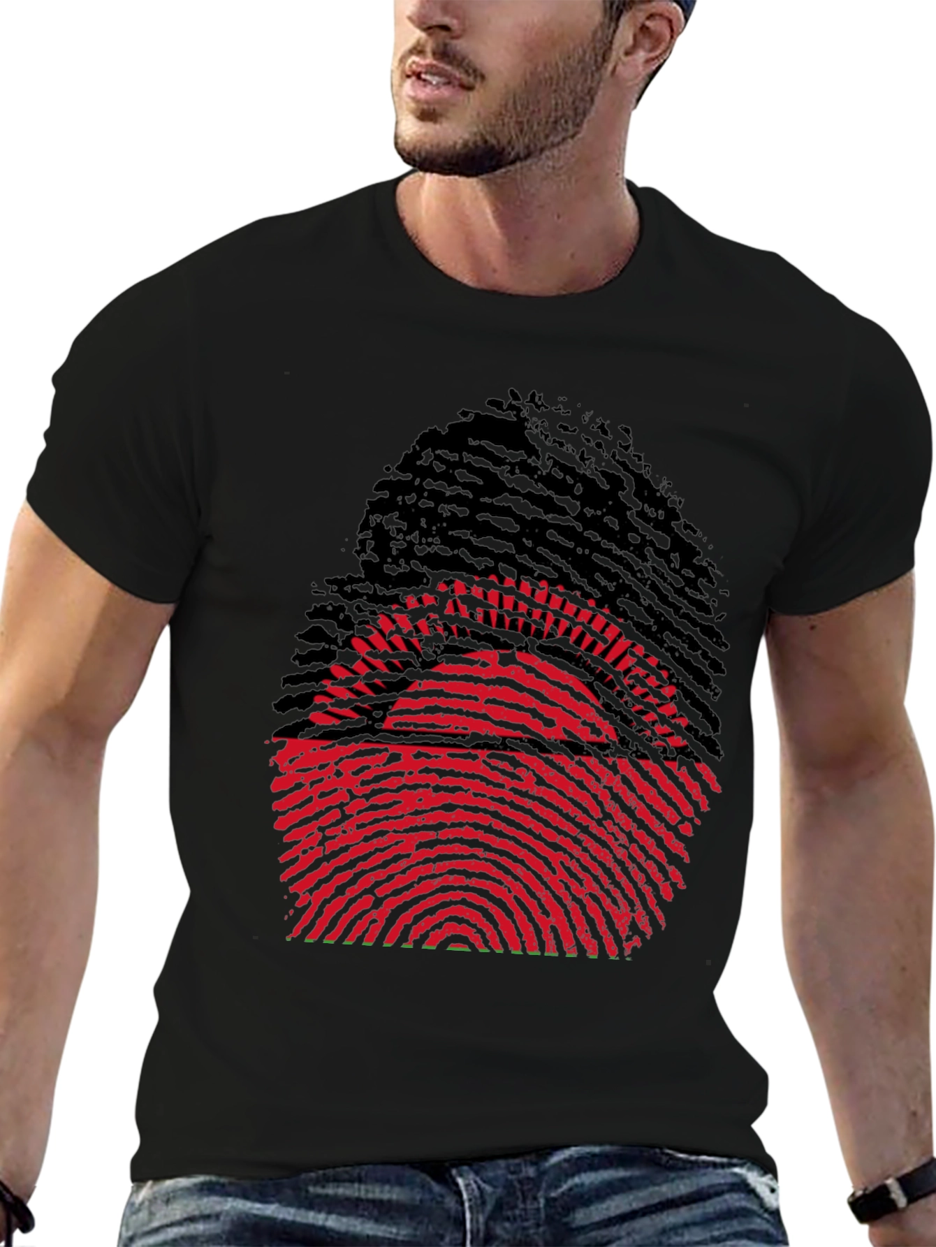 Unique Fingerprint Malawi Flag Graphic Tee