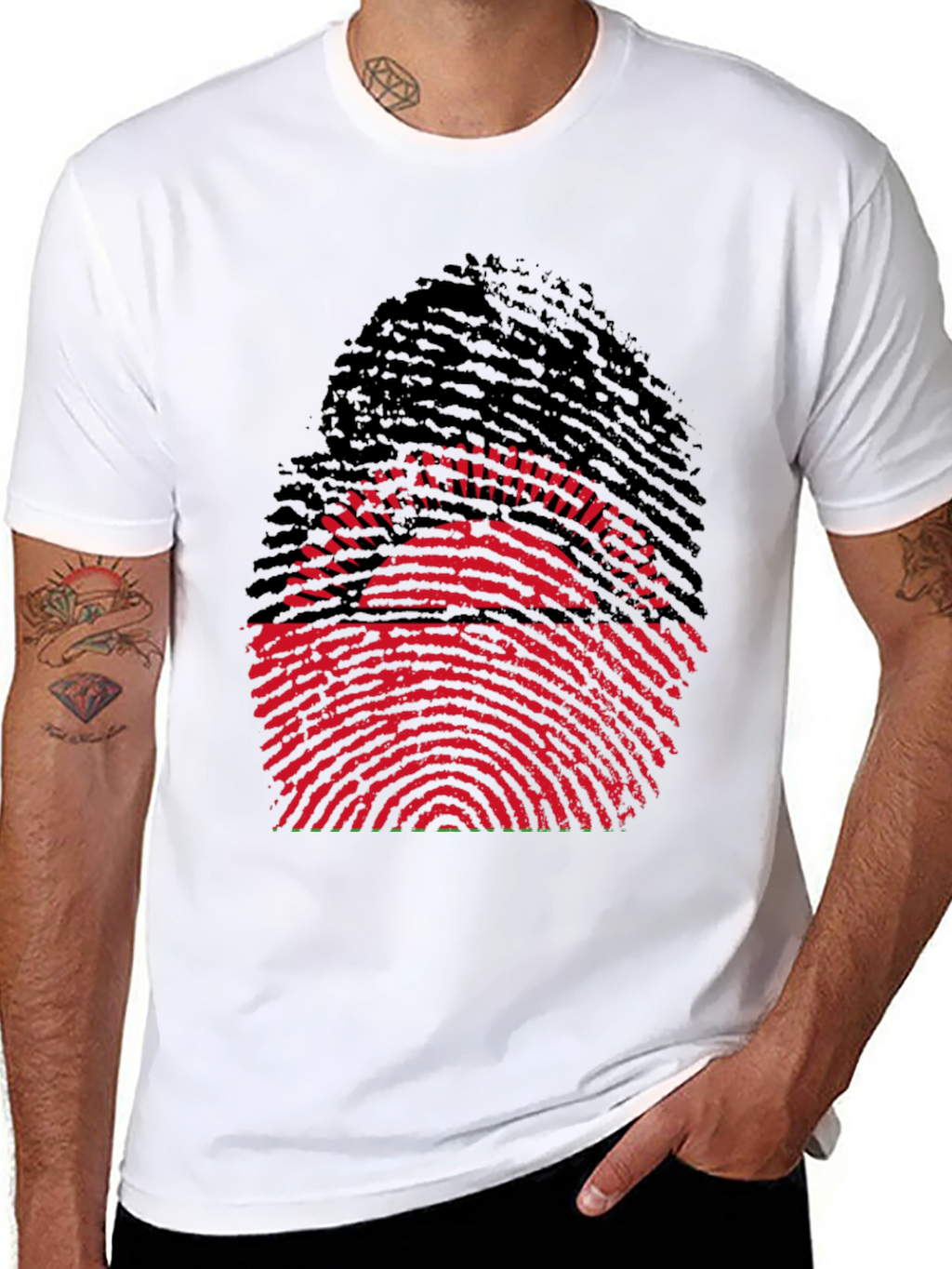 Unique Fingerprint Malawi Flag Graphic Tee