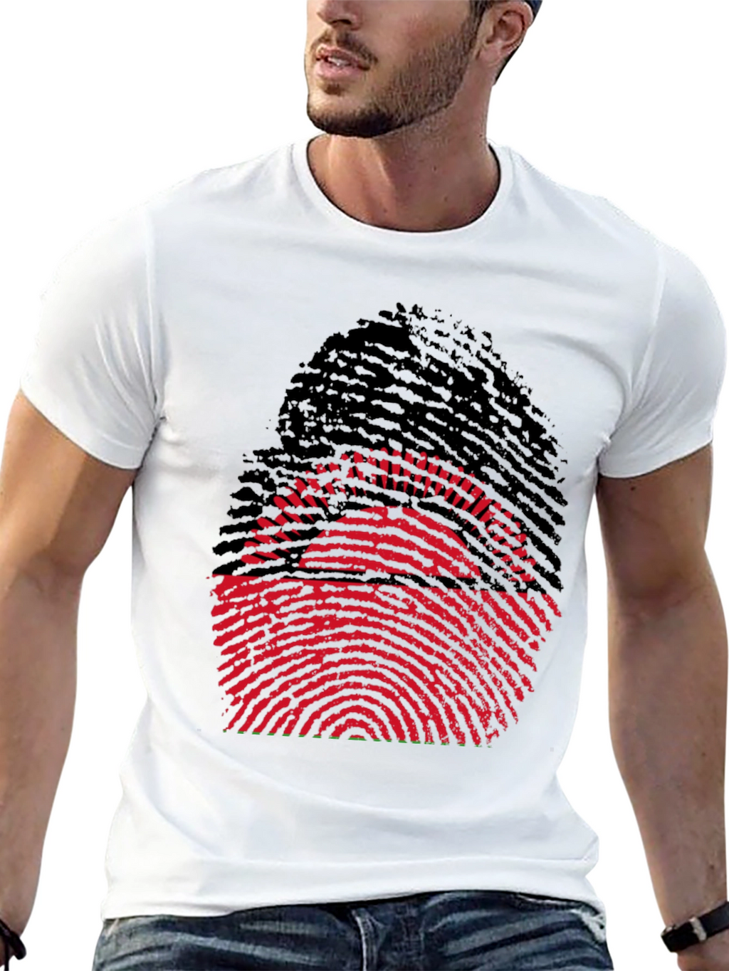 Unique Fingerprint Malawi Flag Graphic Tee