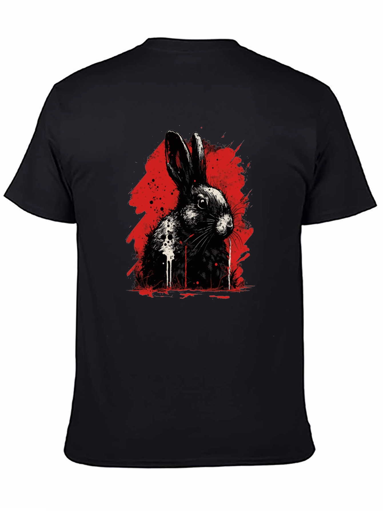 Rabbit Ink Splatter Graphic Tee - Black