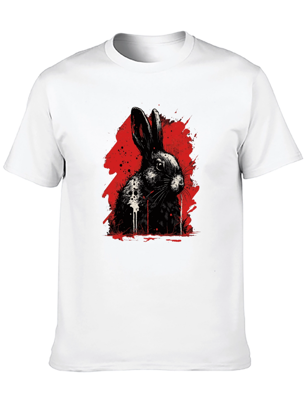 Rabbit Ink Splatter Graphic Tee - Black