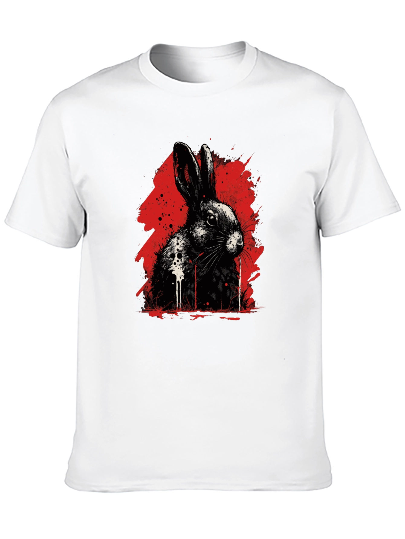Rabbit Ink Splatter Graphic Tee - Black