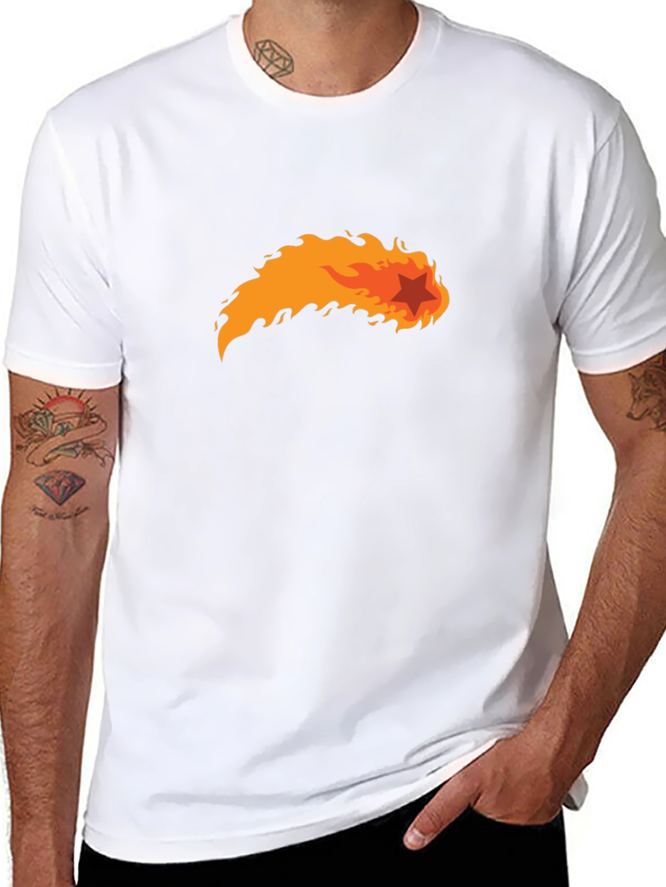 Fiery Star Black T-Shirt - Bold Graphic Tee