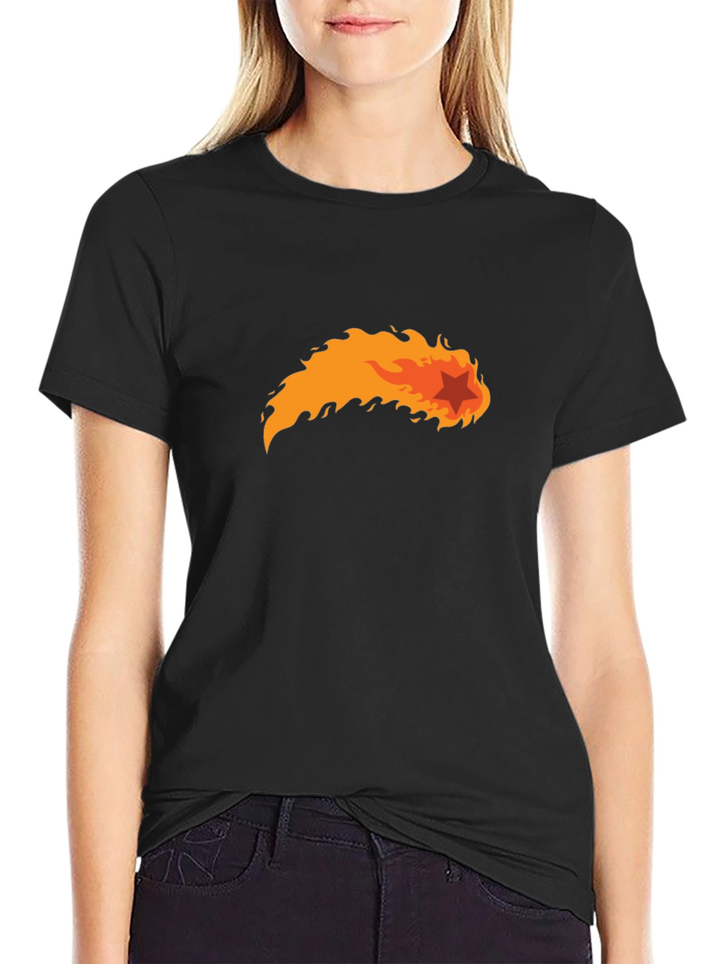 Fiery Star Black T-Shirt - Bold Graphic Tee