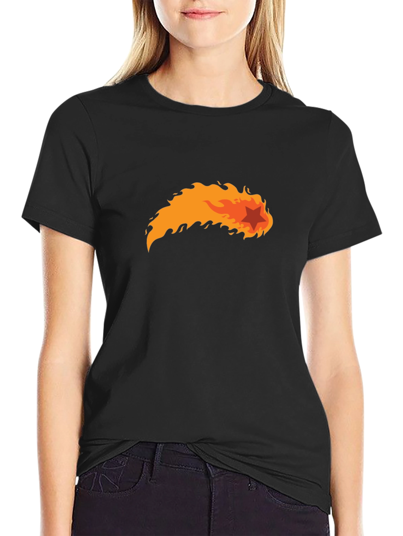 Fiery Star Black T-Shirt - Bold Graphic Tee