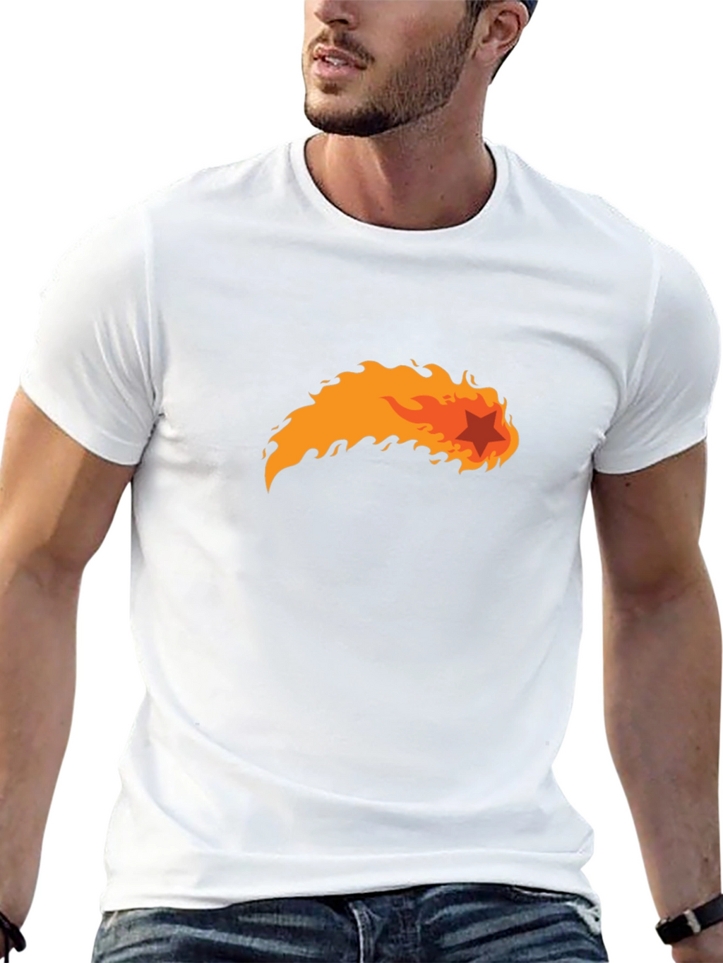 Fiery Star Black T-Shirt - Bold Graphic Tee