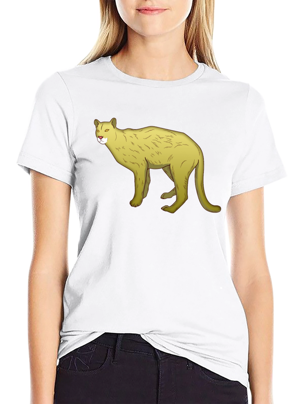 Black Tee with Cool Cougar Design