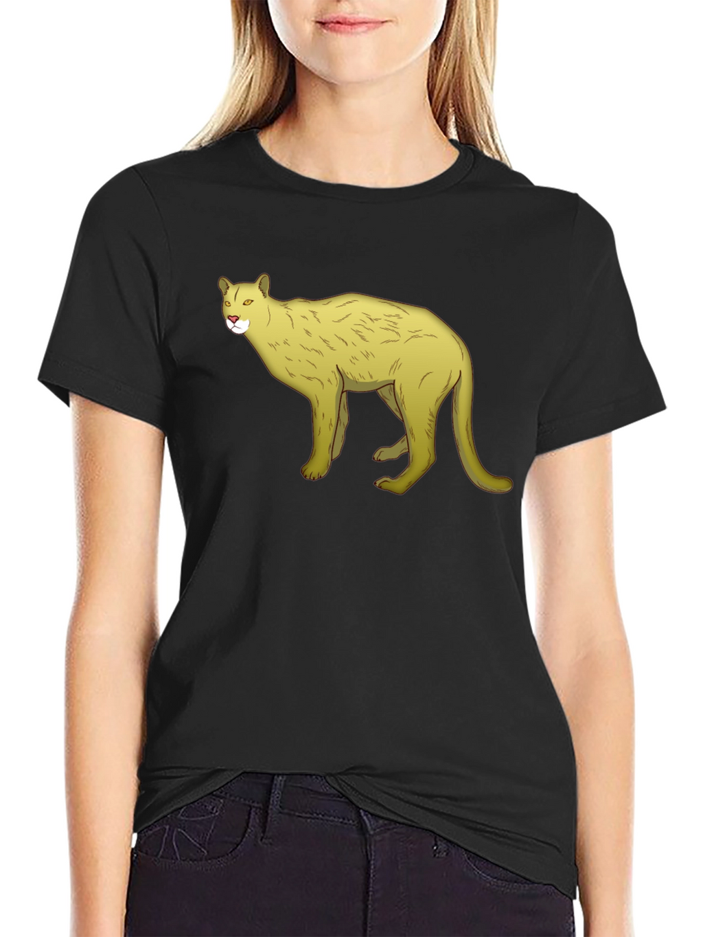 Black Tee with Cool Cougar Design
