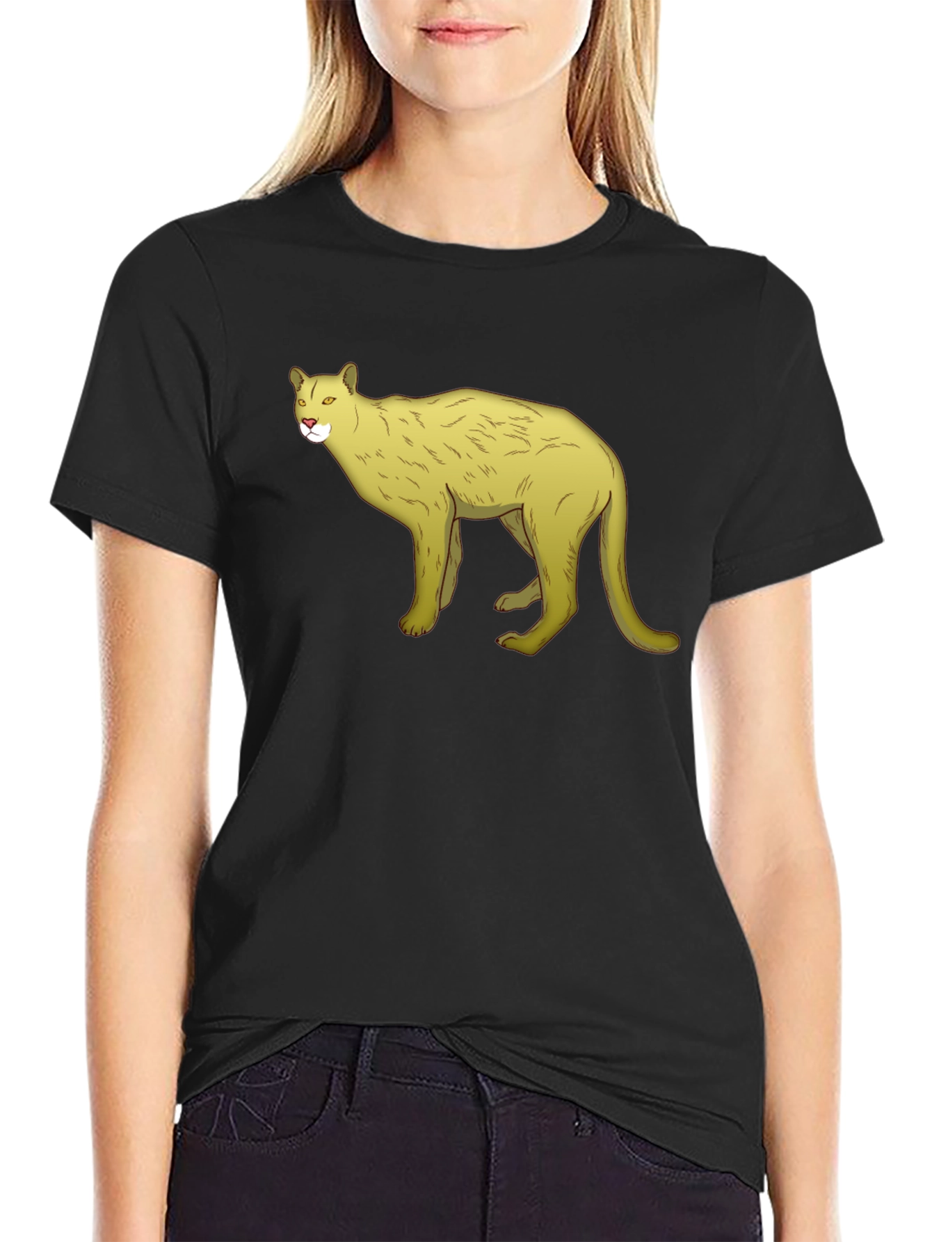 Black Tee with Cool Cougar Design