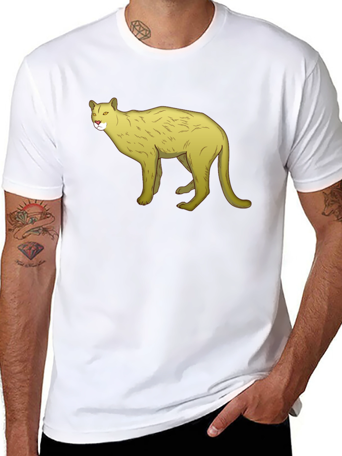 Black Tee with Cool Cougar Design