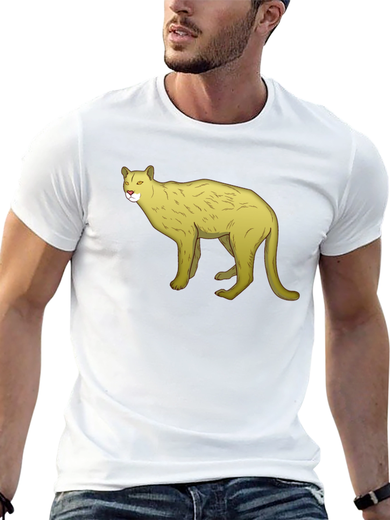 Black Tee with Cool Cougar Design