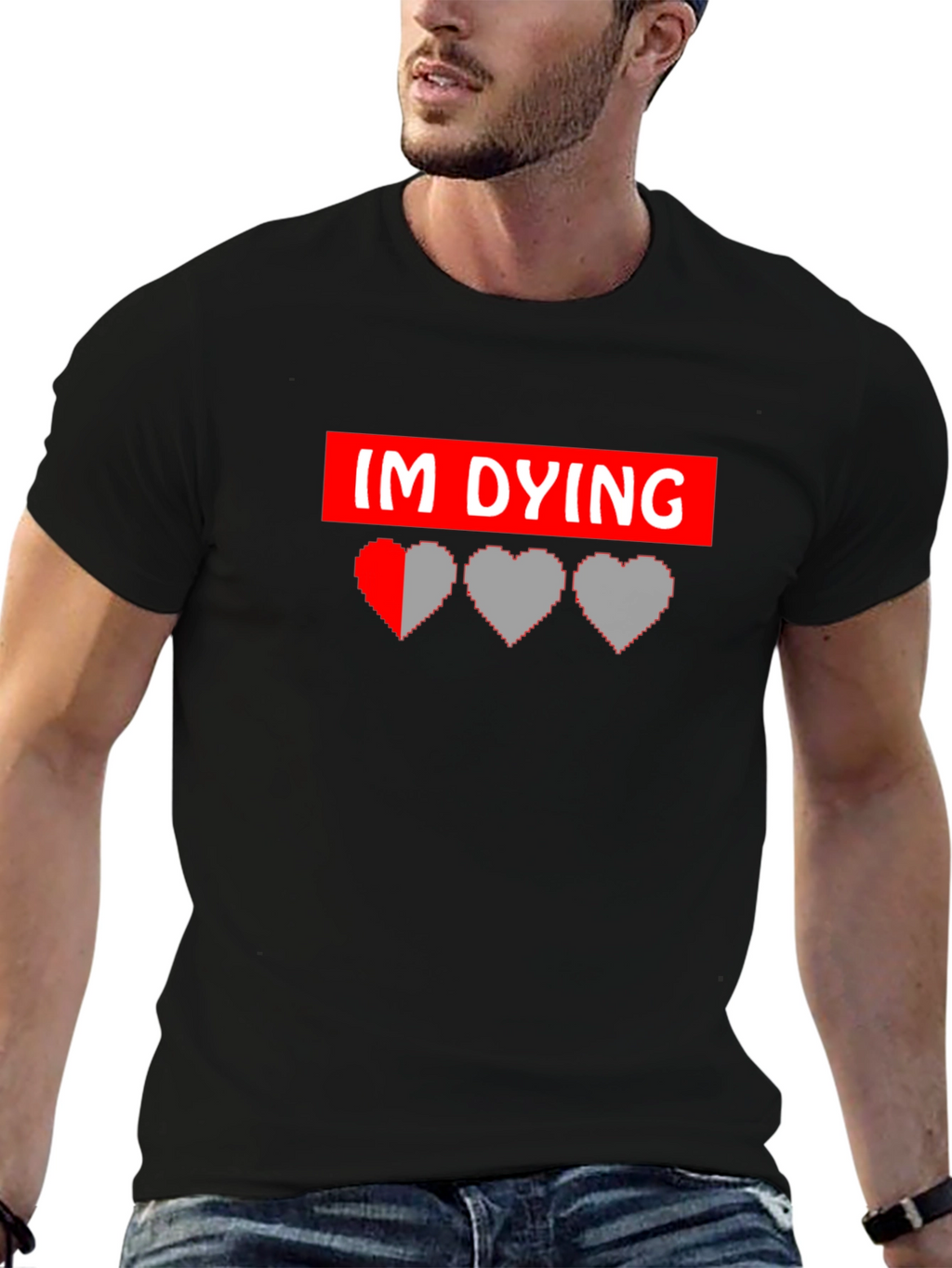 Im Dying Gamer Graphic Tee - Black Cotton T-Shirt