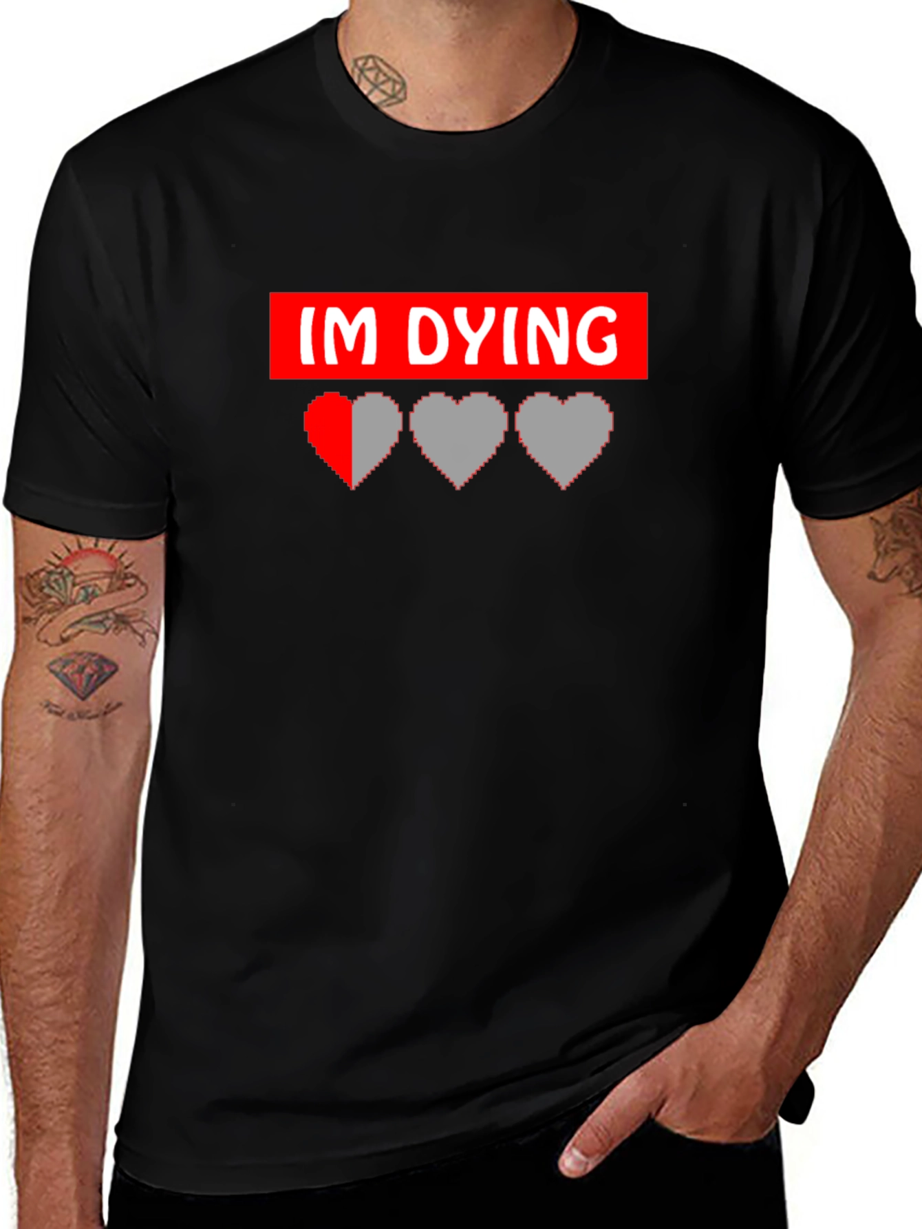 Im Dying Gamer Graphic Tee - Black Cotton T-Shirt