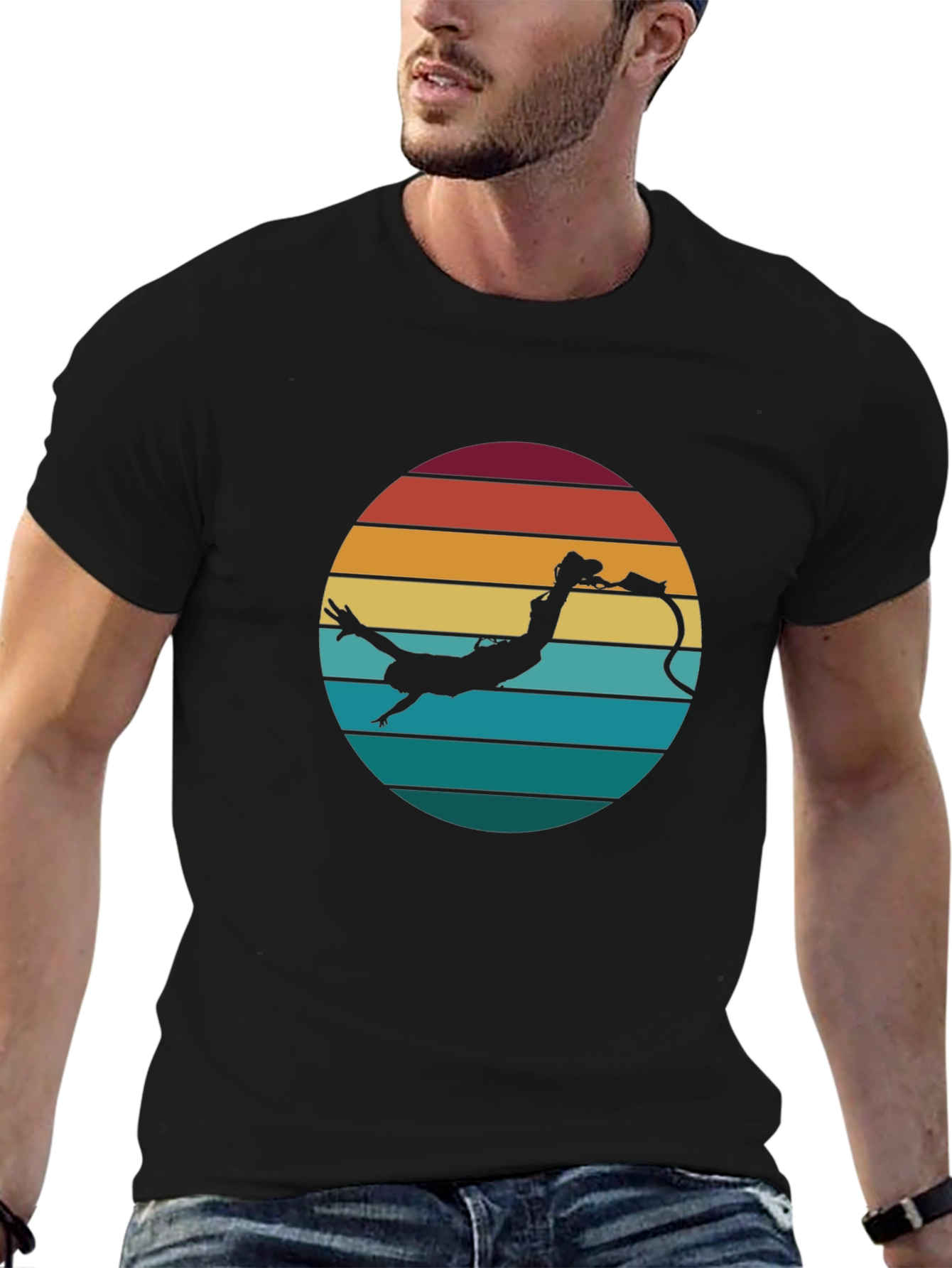 Retro Bungee Jumper T-Shirt - Black